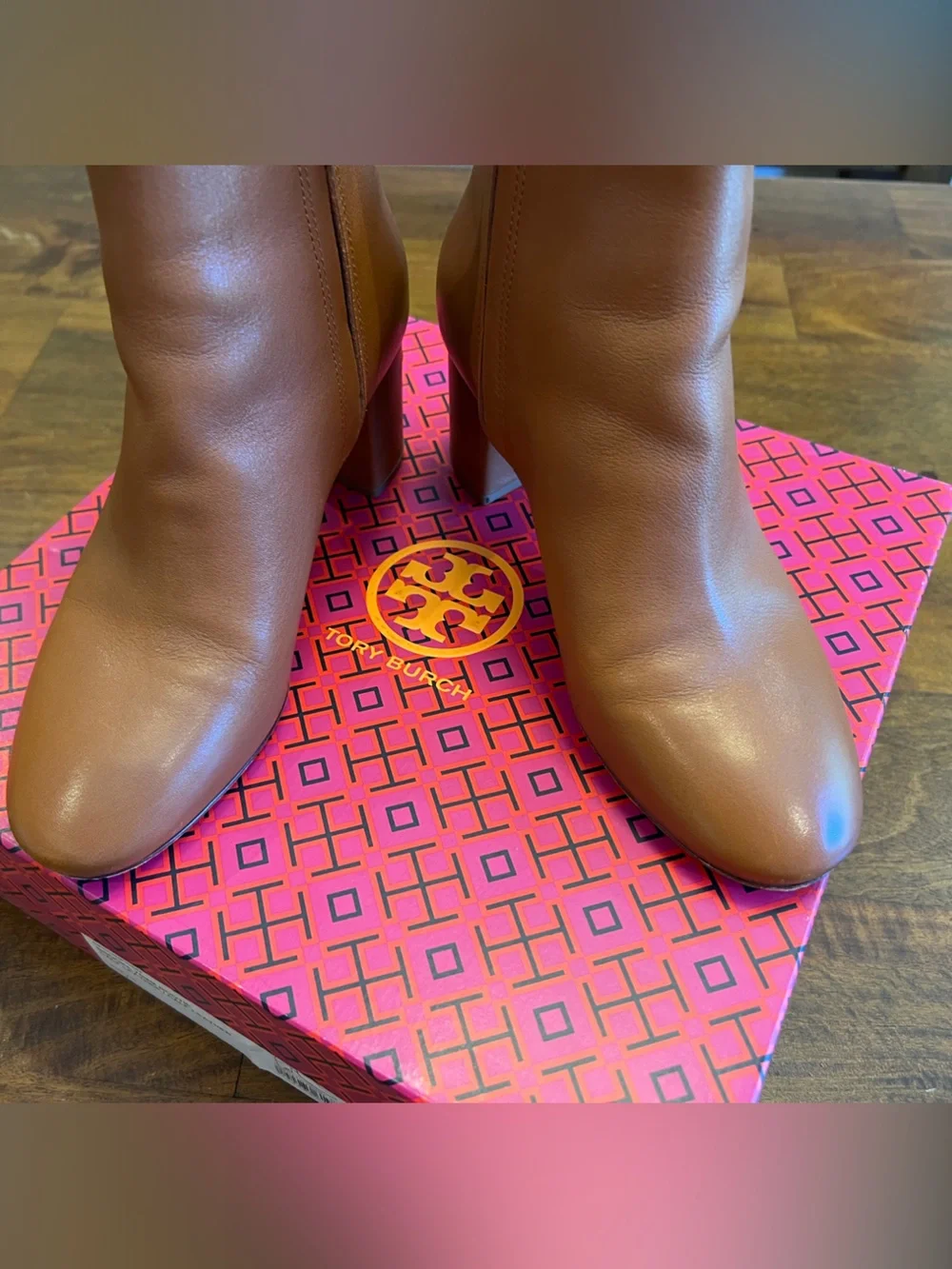 Tory Burch Tan Leather Zip Ankle Boots